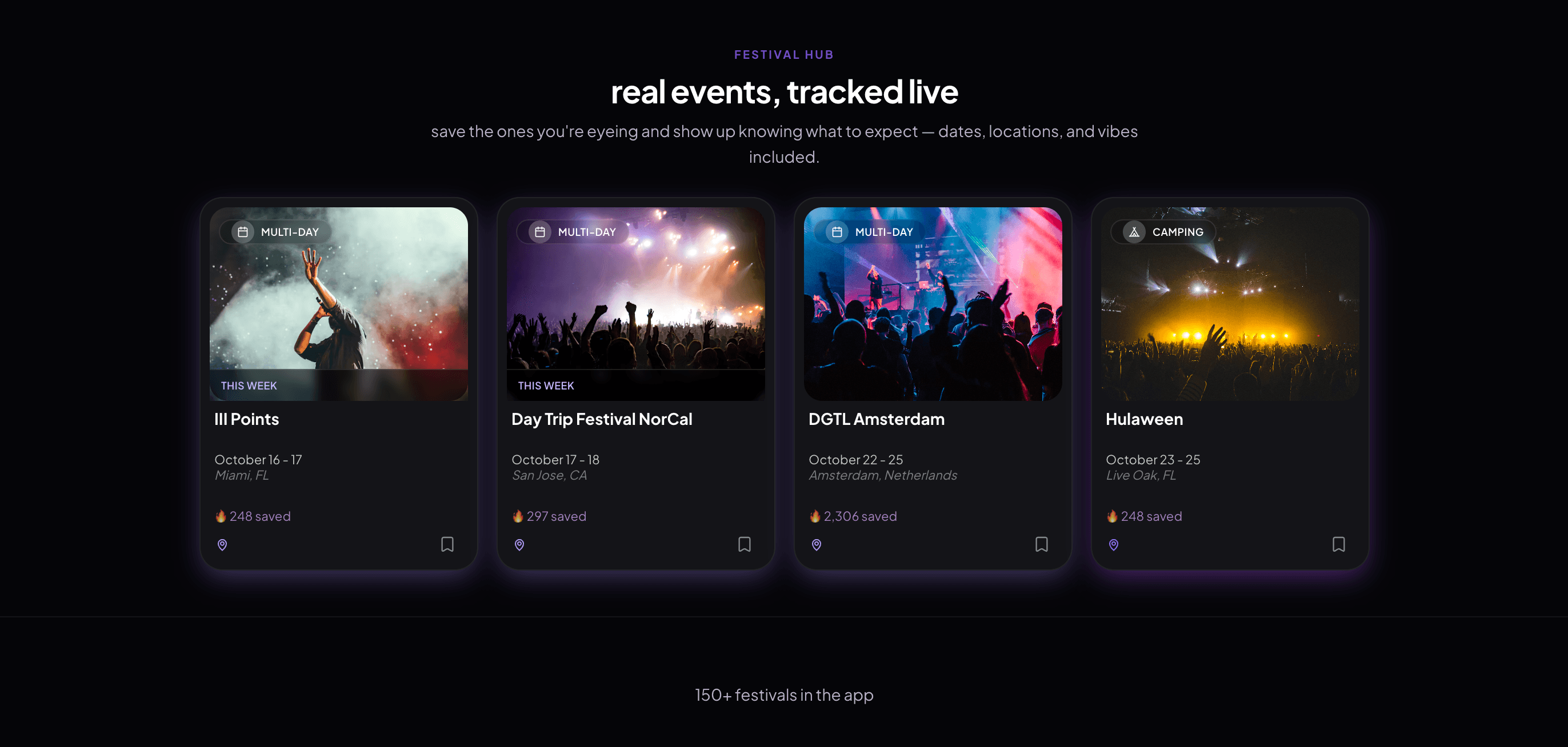 RaveAura Festival Hub in the app